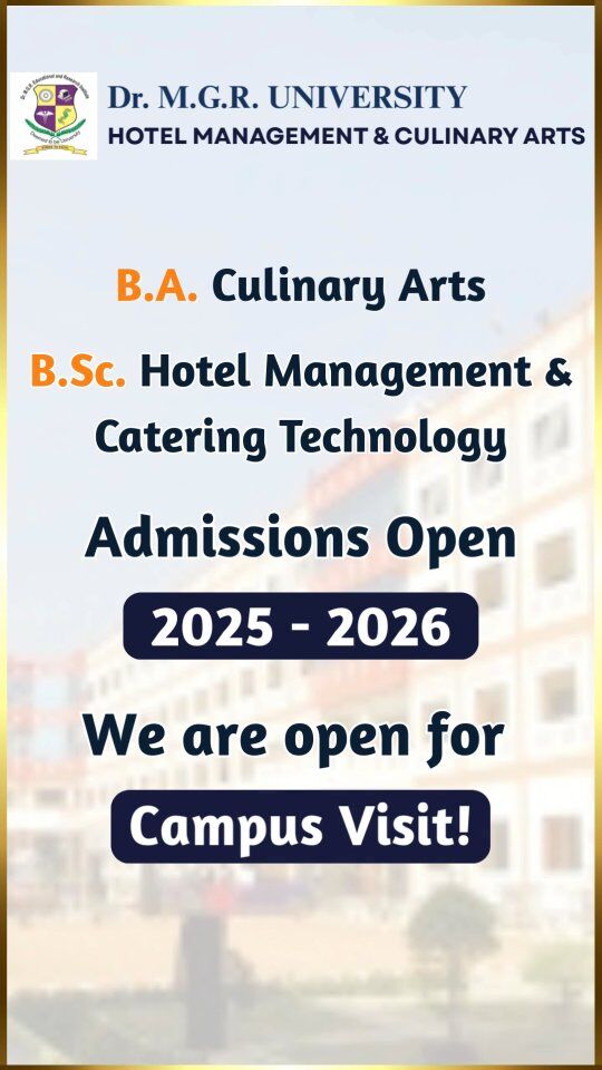 Don't wait for results to plan your future! Get ahead by visiting our campus and exploring our on-demand courses. Discover how our programs can shape your career and make informed decisions about your path forward.

Admissions Open 2025-2026
🔗 Enquire now (link in bio)

#mgreri #drmgrihmindia #admissionsopen #campusvisit #CulinaryArts #hotelmanagement #cateringtechnology #FoodScience #nutrition #dietetics