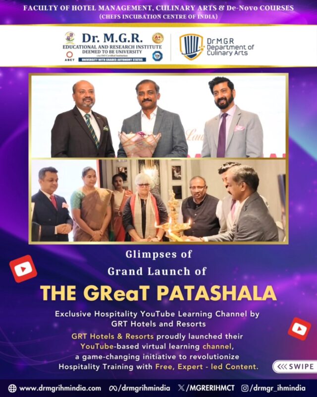 Glimpses of the grand launch of 'THE GReaT PATASHALA,' an exclusive hospitality learning channel by GRT Hotels and Resorts.

GRT Hotels and Resorts proudly launched their YouTube-based virtual learning channel, a game-changing initiative to revolutionize hospitality training with free, expert-led content.

#mgreri #drmgrihmindia #grthotelsandresorts #launch #youtubechannel