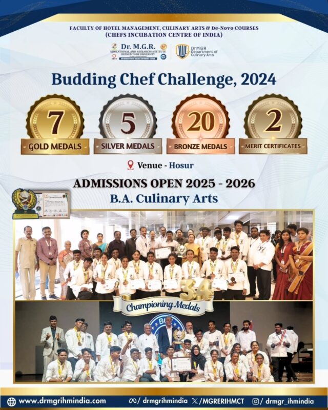 #throwbackthursday

A legendary throwback! Reliving the moment we secured the BCC Legends Overall Championship Trophy at the Budding Chef Challenge 2024 in Hosur. This incredible achievement is a direct reflection of our students' outstanding practical culinary skills.

Admissions Open 2025-2026
📌 B.A. Culinary Arts
📌 B.Sc. Hotel Management & Catering Technology

🔗 Enquire now (link in bio) 

#mgreri #drmgrihmindia #admissionsopen #CulinaryArts #hotelmanagement #cateringtechnology #bestculinarycollege #tophotelmanagementcollege #throwback #overallchampion